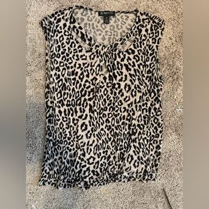 INC International Concepts Black and White Leopard Print Tank Top